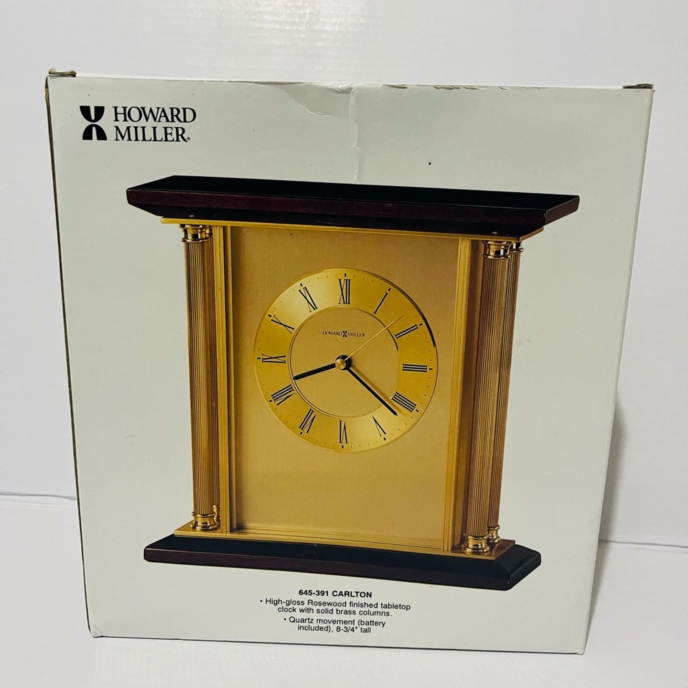 Howard Miller Gold and Black Tabletop Clock